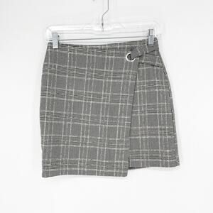 H&M Plaid Faux Wrap Skirt Size 6